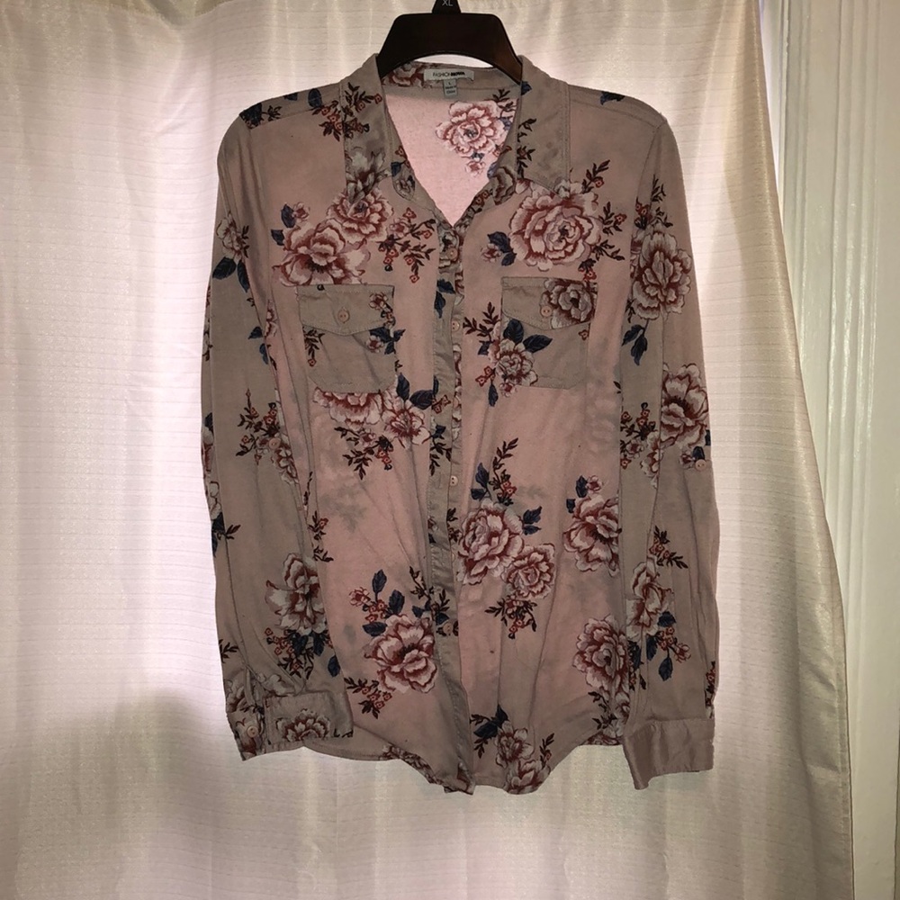 Flower cotton button down